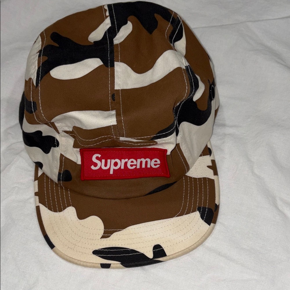 Supreme Brown Camo Cap with Red Logo